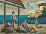 Roman Sielski, Na plaży, olej, płótno