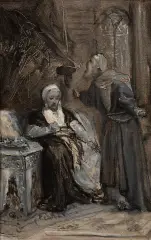 Maurycy Gottlieb, Natan i Sułtan (z cyklu: Natan Mędrzec), 1877, olej, płótno naklejone na sklejkę
