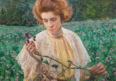Eugeniusz Kazimirowski, Portret pani z wyką, przed 1910, olej, płótno