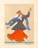 Zofia Stryjeńska, Kobieta w stroju ludowym z Wilna, 1939, pochoir ręcznie kolorowane gwaszem, papier