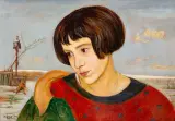 Zamyślona by Wlastimil Hofman, 1926, olej, tektura, sold Mar 2020