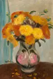 Żółte kwiaty by Wojciech Weiss, olej, płyta, sold Mar 2020