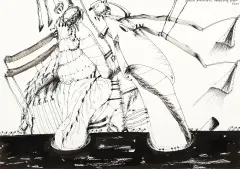 Tadeusz Brzozowski, Padoł podatkami okraszony jest, 1981, tusz, akwarela, papier