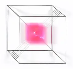 Piotr Kowalski, Cube Nr 7, 1967, konstrukcja inox, różowa pleksi