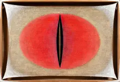 Tadeusz Szpunar, Idol złoty, 1974, technika własna, płótno, drewno