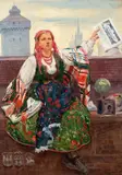Wincenty Wodzinowski, Kobieta sprzedająca gazety, 1907, olej, płótno