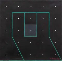Stefan Krygier, Wyznaczanie przestrzeni V, 1977, olej, płótno