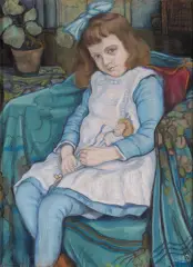 Dziewczynka z lalką by Władysław Lam, pastel, karton, sold Oct 2020