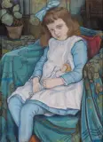 Władysław Lam, Dziewczynka z lalką, pastel, karton