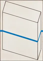Edward Krasiński, Intervention, 1975, asamblaż, akryl, płyta pilśniowa, taśma klejąca