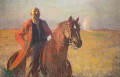 Leon Wyczółkowski, Autoportret konny / Powitanie stepów, 1892, pastel, płótno gruntowane