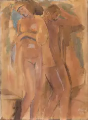 Henryk Kuna, Dwa akty, 1926, gwasz, papier