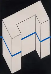 Edward Krasiński, Interwencja, 1977, asamblaż, akryl, płyta pilśniowa, taśma klejąca, blaszka (aluminiowa)