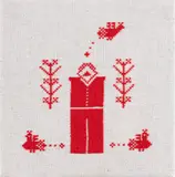 Rufina Bazlova, Get out, 2020 z cyklu: The history of Belarussian Vyzhyvanka, haft ręczny, płótno