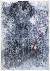 Przemysław Łopaciński, Teraz się uśmiecha…, 2015, technika mieszana, poliwęglan, papierowy relief, płyta