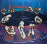 Mariusz Mikołajek, Karuzela, 2009, z cyklu: Hand Made Indigo Art, akryl, płótno