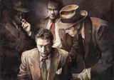 Adam Oroń, Interrogators, 2016, olej, płótno