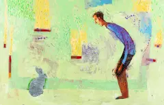 Rafał Bojdys, Spotkanie z zającem, 2013, olej, płótno