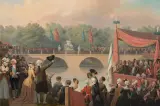 January Suchodolski, Odsłonięcie pomnika Jana III Sobieskiego w Łazienkach w rocznicę Wiktorii Wiedeńskiej, 1869, olej, płótno
