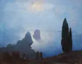Roman Bratkowski, Capri w świetle księżyca, 1927, olej, tektura