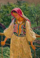 Madonna Chłopska by Józef Krasnowolski, olej, płyta, sold Mar 2021