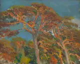 Leon Wyczółkowski, Sosny z Połągi, 1908, olej, płótno