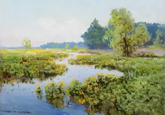 Kaczeńce by Wiktor Korecki, olej, tektura, sold Mar 2021