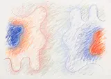 Kompozycja abstrakcyjna by Wojciech Fangor, 1970, pastel, kredka olejna, papier, sold Mar 2021
