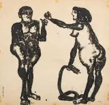 Eugeniusz Markowski, Adam i Ewa, tusz, gwasz, kredka, papier