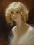 Tadeusz Styka, Portret blondynki, olej, tektura