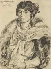 Józef Mehoffer, Portret kobiety, 1929, węgiel, papier