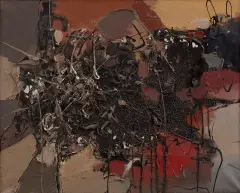 Informel by Tadeusz Kantor, 1959, olej, płótno, sold Jun 2021