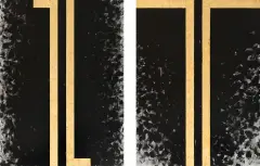Ryszard Waśko, dyptyk Man in the Night (to Barnet Newman), 1988-1989, sadza, płatki złota, werniks, płótno