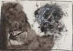 Henryk Cześnik, Stworzenie Adama, 1999, tusz, gwasz, akwarela, papier