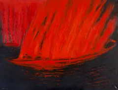 Sławomir Ratajski, Płonąca arka, 1996, olej, płótno