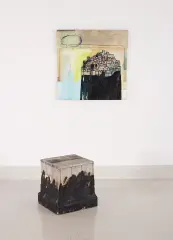 Wojciech Kopeć, Miasto, 2015, drewno, wosk, olej, płótno (obraz) drewno, len, wosk, olej, transfer fotograficzny na drewnie (obiekt)