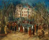 Zygmunt Dobrzycki, Obrzęd wrzucania okruchów do wody (Taszlich), lata 20. XX w., olej, płótno