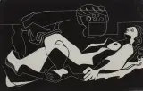 Henryk Stażewski, Kompozycja figuralna, 1956, tempera, tektura