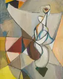Tadeusz Kantor, Przestrzeń parasolowata i figury, ok. 1948, olej, płótno