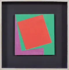 Kompozycja by Henryk Stażewski, 1953, akryl, płyta pilśniowa, sold Oct 2021