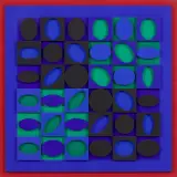 Victor Vasarely, Noir-Vert-Bleu, 1964-1967, tempera, deska