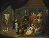 Scena rodzajowa we wnętrzu by Jean-Pierre Norblin de La Gourdaine, olej, deska, sold Dec 2021