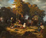 Artur Grottger, Pobudka (Pobudka powstańców), 1858, olej, płótno