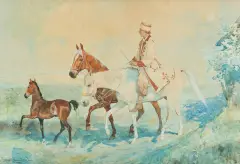 Juliusz Holzmüller, Na popas, 1913, akwarela, papier