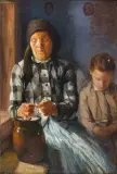 Witold Rzegociński, Kobieta łuskająca groch, 1907, olej, płótno