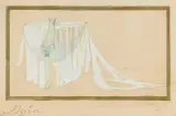 Mgła by Stefan Juliusz Norblin de la Gourdaine, lata 20. XX w., ołówek, akwarela, złota farba, papier, sold Dec 2021