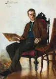 Eligiusz Niewiadomski, Autoportret, 1893, olej, tektura