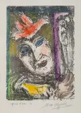Autoportret by Marc Chagall, 1972, litografia barwna, papier, sold Dec 2021