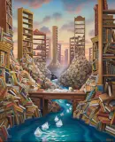Atramentowy wąwóz by Jacek Yerka, 2012, akryl, płótno, sold Dec 2021