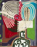 Wystrzał z afrykańskiej armaty by „Oba" Grzyb Ryszard i Osiowski Marcin, 2002, olej, płótno, sold Dec 2021